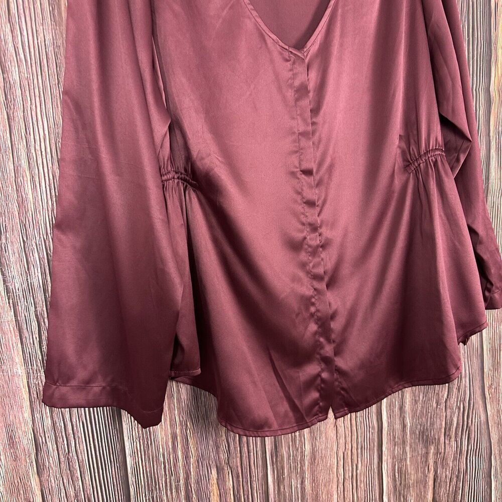Soft Surroundings Womens Maroon Red Long Sleeve Blouse Plus Size 1X NEW - Picture 3 of 6